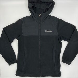Columbia Mens Hooded Fleece Hybrid Full Zip Jacket Black Small